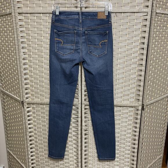 American Eagle HIGH RISE SKINNY Jeans Women’s 4 Regular Dark Wash Stretch Denim - Picture 2 of 10